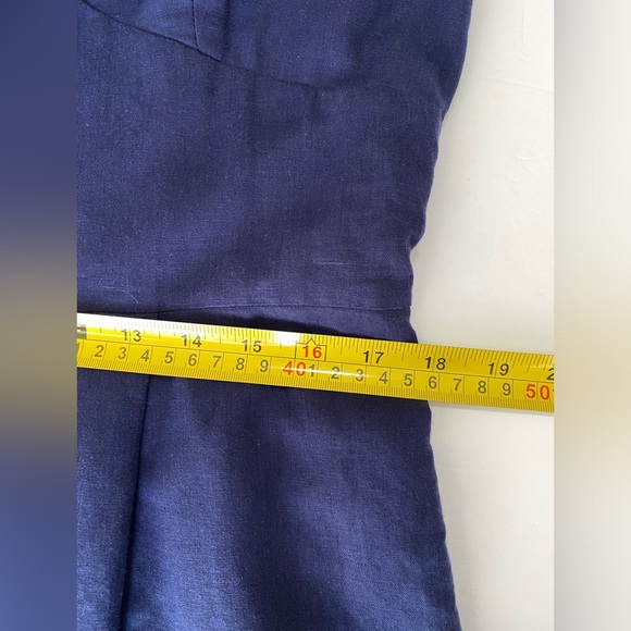 J. Crew Linen Cotton Tie Front Jumpsuit Navy Blue Wide-leg women’s Size 14 - Picture 11 of 13